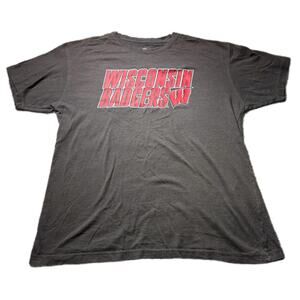 Wisconsin Badgers Shirt Mens Large Gray Logo Graphic Tee Athletic Top